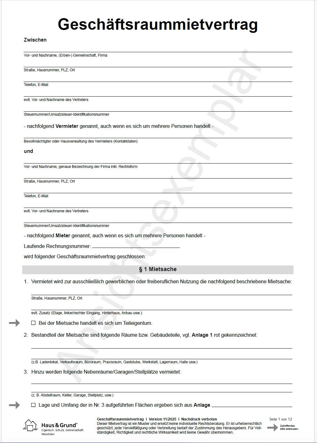 Geschäftsraum-Mietvertrag